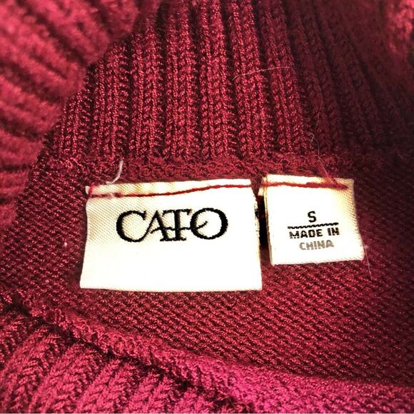 Cato Maroon Berry Shawl Fold Over Collar Accented Waist - Picture 5 of 16